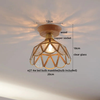 DecorBites™ Glass Wood LED Ceiling Lamp for Home Lighting and Decoration