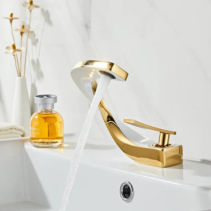 DecorBites™ Gold White Bathroom Basin Faucet Cold Hot Water Mixer Sink Tap