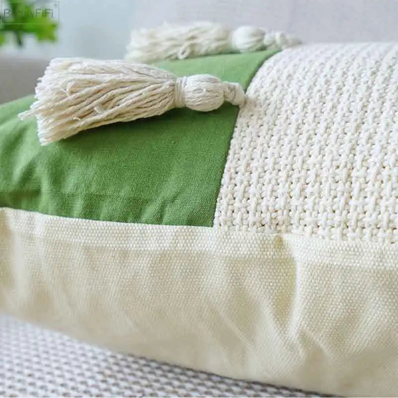 DecorBites™ Green Tulip Embroidery Pillowcase 45X45CM - Sofa Bed Office Car Chair Cover