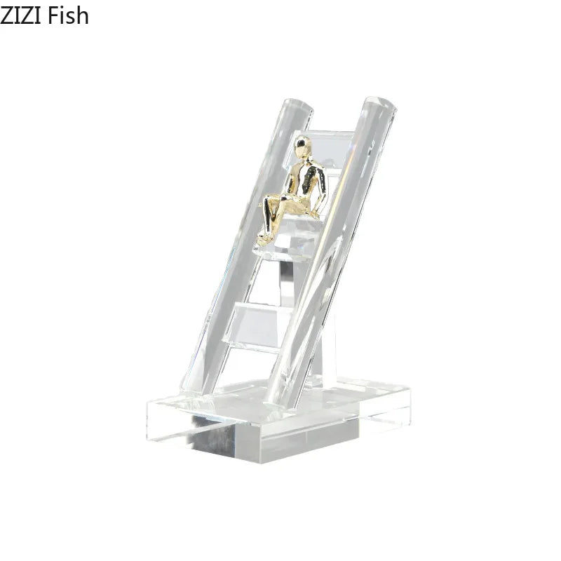 Escultura de Resina de Figuras Doradas Decorbites™: Decoración Creativa para Escaleras de Escritorio