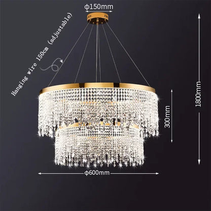 DecorBites™ Crystal Chandelier: Luxury Gold LED Circle Ceiling Pendant Light