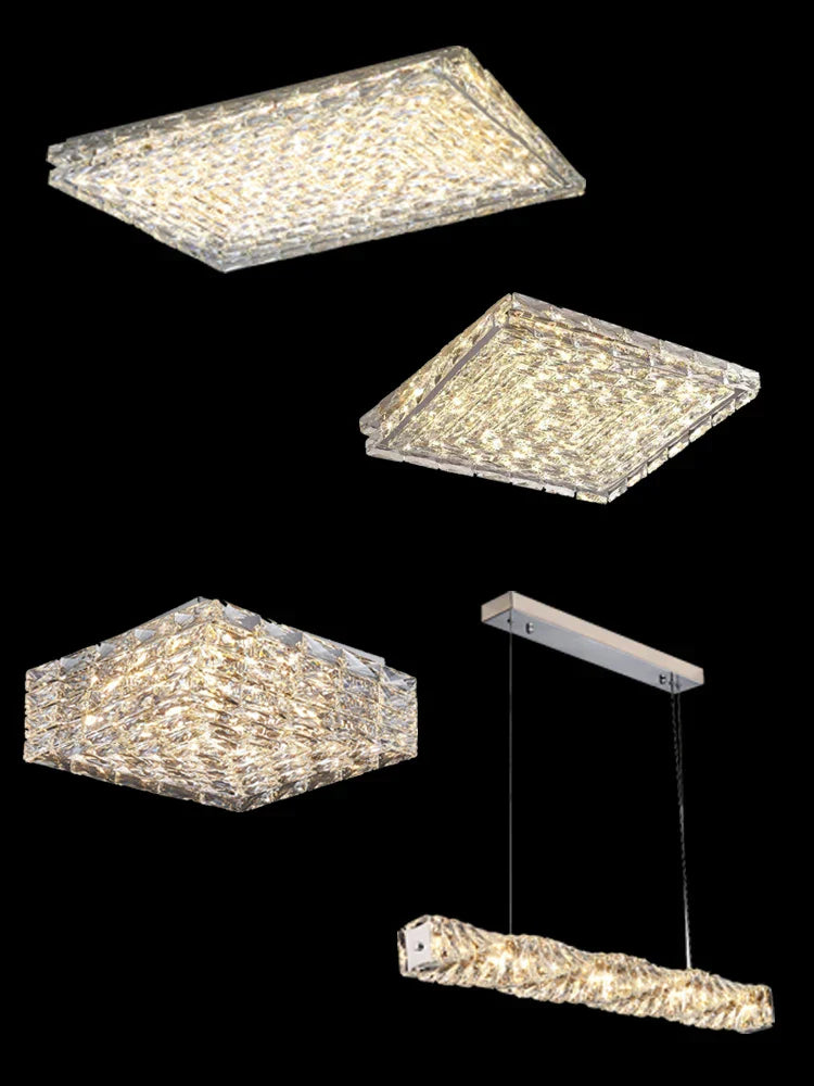 DecorBites™ Glass Chandelier LED Ceiling Light Fixture Modern for Living Room Hotel Dining Hall