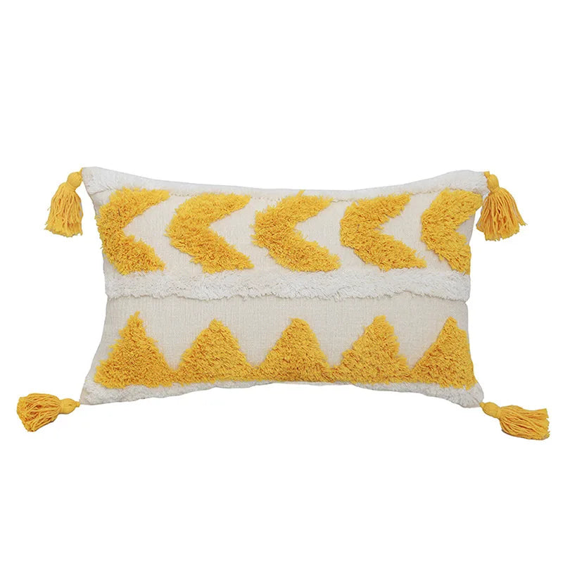 DecorBites™ Boho Chenille Tufted Pillow Case with Tassels for Home Fall Decor