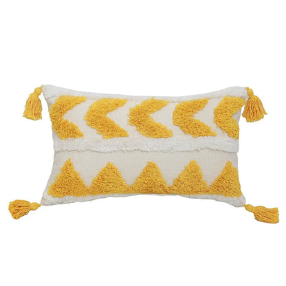 DecorBites™ Boho Chenille Tufted Pillow Case with Tassels for Home Fall Decor
