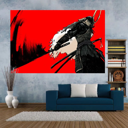 Decobites Samurai Printed Tapestries Wall Hanging for Decoration