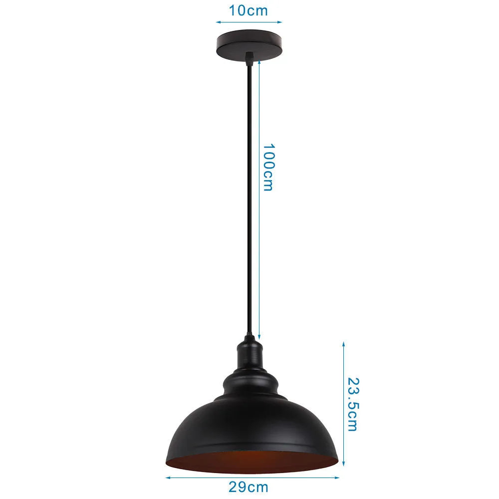 Vintage Black Metal Dome Pendant Light
