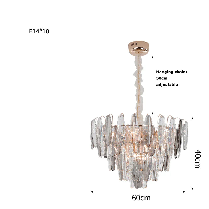 Decorbites™ Lámpara de Araña LED de Cristal Dorado para Mesa de Comedor