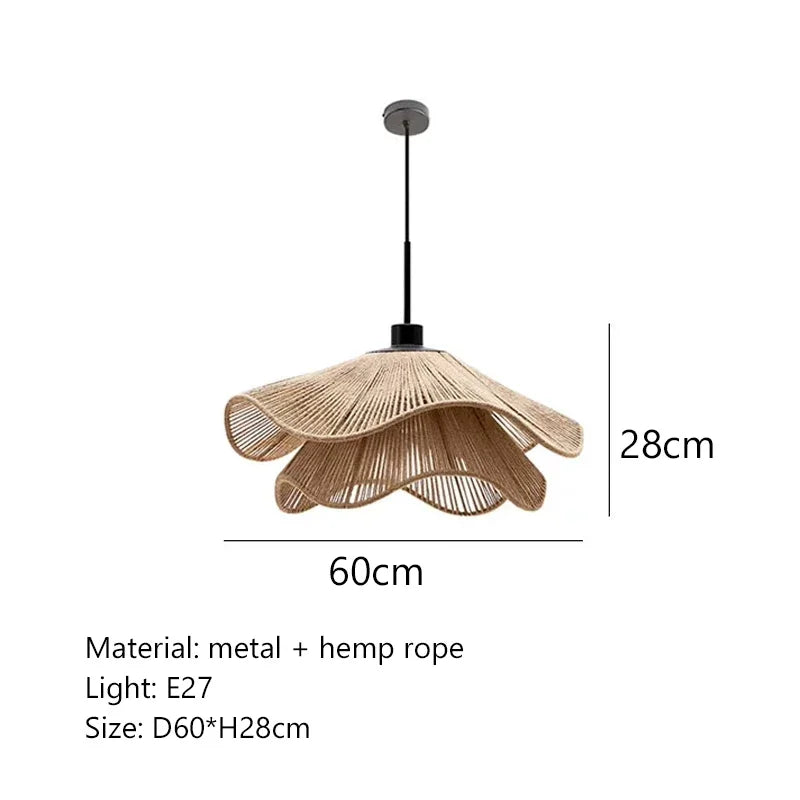 DecorBites™ Hemp Rope Chandelier: Nordic Minimalist Wabi Sabi LED Pendant Light for Dining & Bedroom