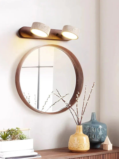 DecorBites™ Japanese Retro Stone Wall Mirror Light for Bathroom and Dressing Table