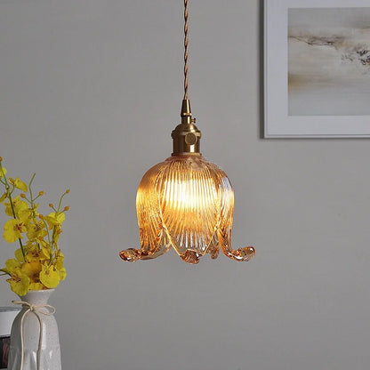 DecorBites™ Amber Glass LED Pendant Light - Modern Copper Hanging Fixture