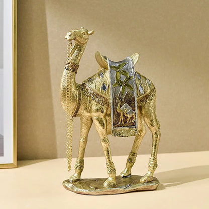 DecorBites™ Golden Camel Resin Feng Shui Sculpture for Home & Office Decor