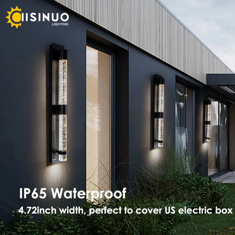 Lámpara de pared LED DecorBites™ Crystal Bubble: Iluminación exterior elegante para jardín, porche y entrada.