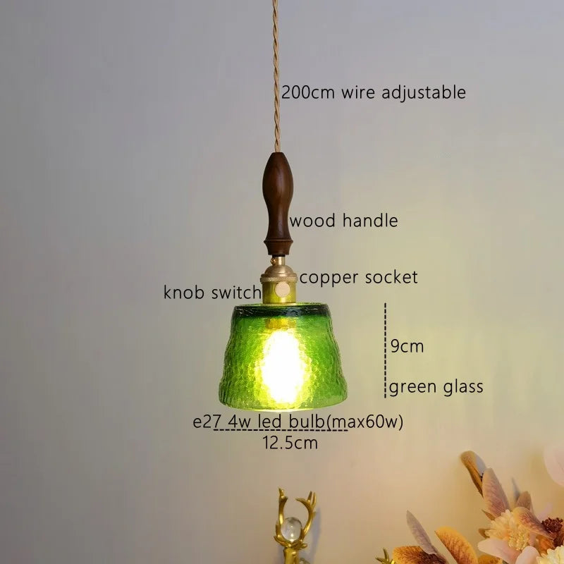 DecorBites™ Amber Pendant Light: Nordic Copper Hanging Lamp for Modern Home Decor