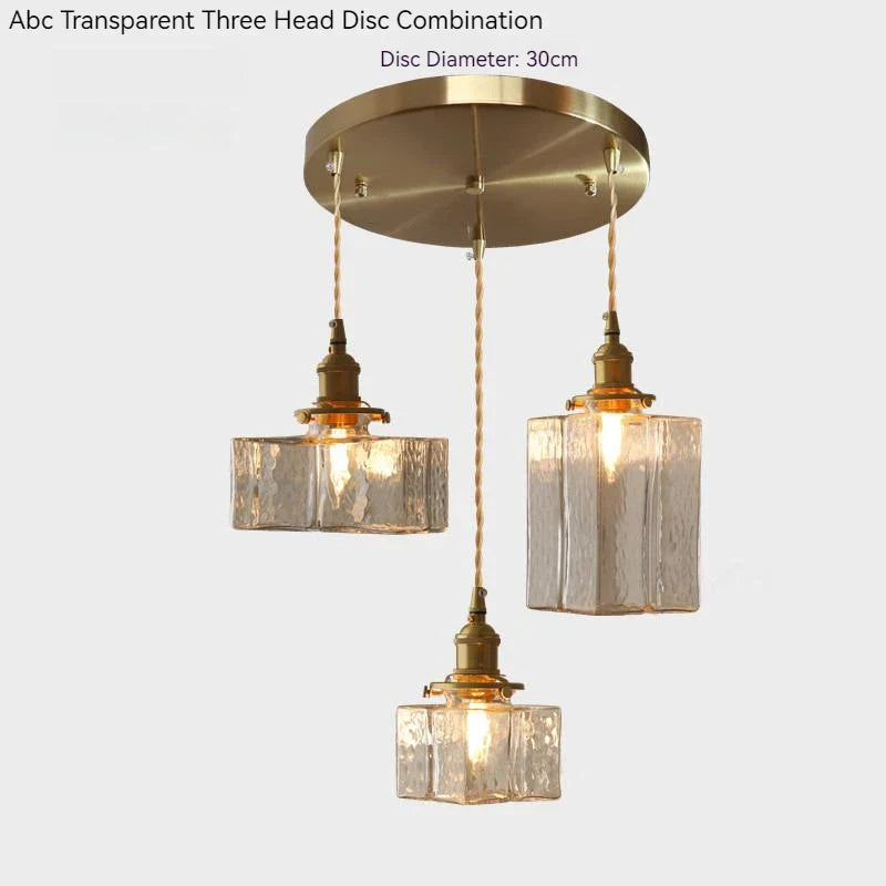 Japanese Vintage Glass Pendant Light in Polished Brass