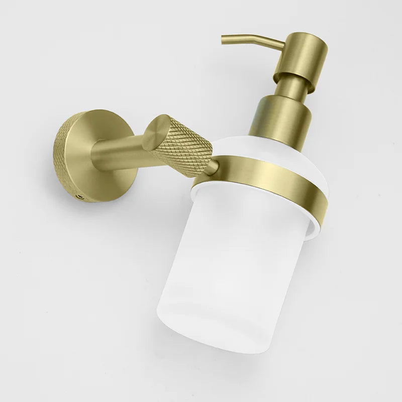 Conjunto de Hardware Decorbites™ Gold: Barra de Toallas, Soporte para Papel Higiénico, Gancho para Batas, Colgador de Tazas