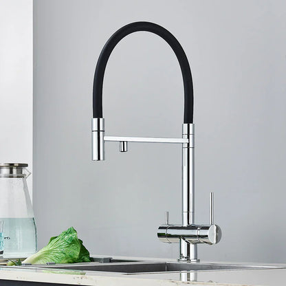 Grifo de filtro de agua de doble salida Decorbites™ para agua potable pura con función de rotación