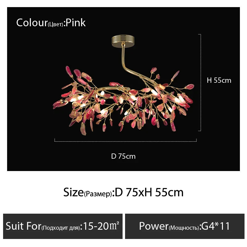 DecorBites™ Agate Branch Chandelier - Nordic Glass LED Globe for Bedroom, Kitchen, Dining Room