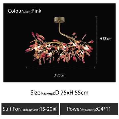 DecorBites™ Agate Branch Chandelier - Nordic Glass LED Globe for Bedroom, Kitchen, Dining Room