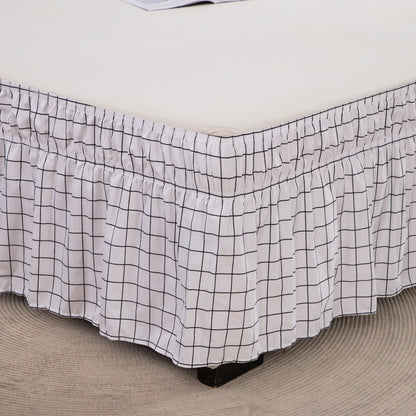 DecorBites™ Elastic Band Diamond Lattice Ruffled Bed Skirt for Queen Size Mattress