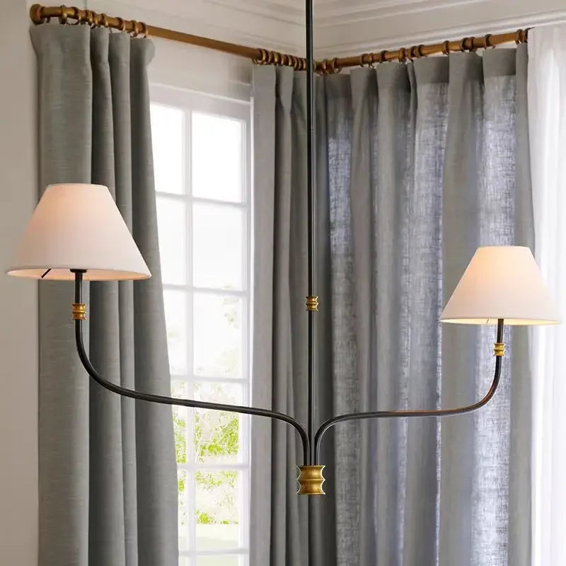 Vintage Cloth Pendant Light With Iron Finish