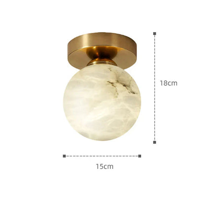 DecorBites™ Golden Brass LED Marble Ball Ceiling Lamp for Restroom, Bedroom, Balcony, Aisle