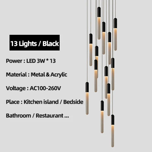 DecorBites™ Luxe Gold Tube Chandelier for Dining & Bedroom Lighting