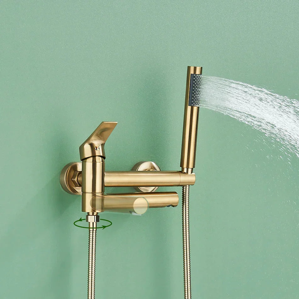 DecorBites™ Brass Wall Mounted Bathtub Shower Mixer Tap Set for Bathroom