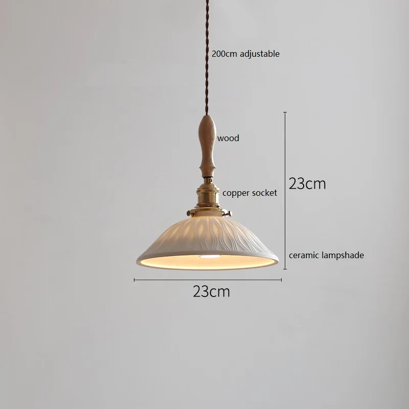 DecorBites™ Ceramic LED Pendant Light: 30CM, Home Decor, Bedroom, Living Room, Dinning, Wood & Copper Socket