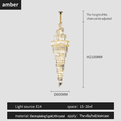 DecorBites™ Crystal Hollow Chandelier LED Light for Modern Luxury Living Room Loft
