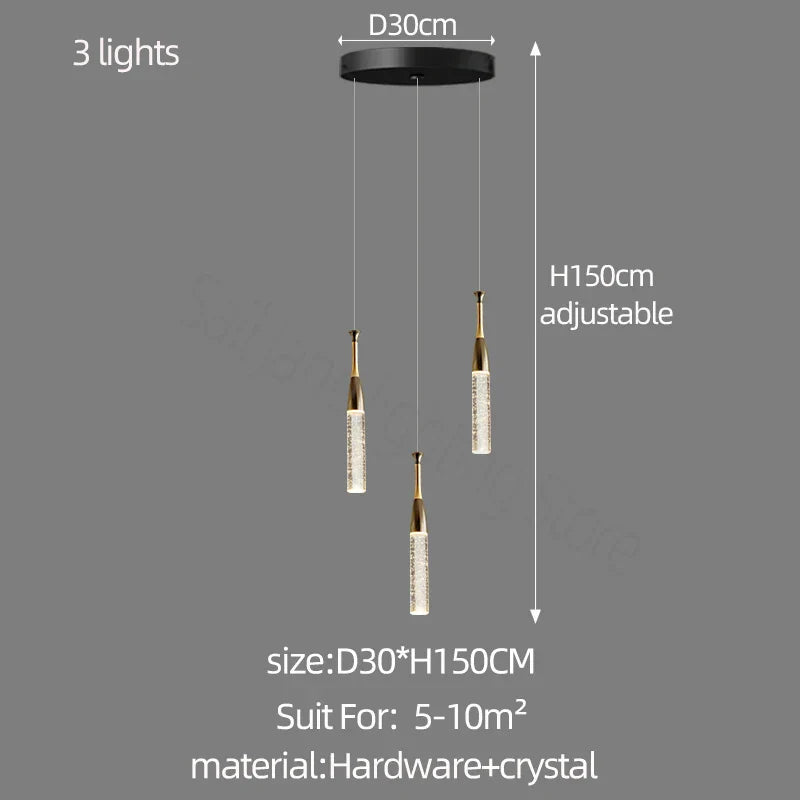 DecorBites™ Crystal Chandelier: Modern Luxury Spiral Staircase Living Room & Bedroom Lighting