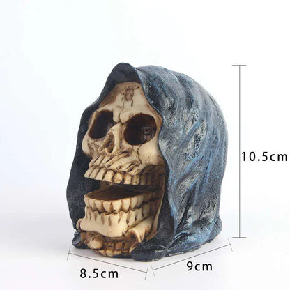 DecorBites™ Gothic Resin Skull Statue Decor for Halloween Horror Party