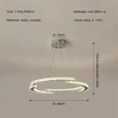 DecorBites™ Crystal LED Chandelier Pendant Light Modern Luxury Foyer Ceiling Lamp