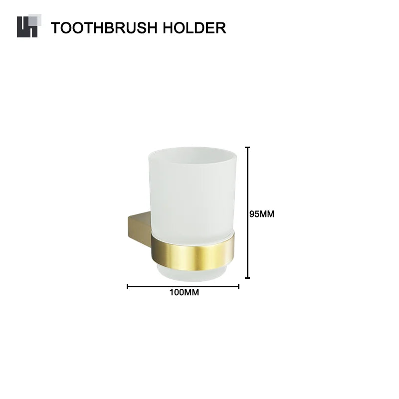 DecorBites™ Gold Bathroom Accessories Set: Towel Bar Rail, Toilet Paper Holder, Towel Rack, Hook