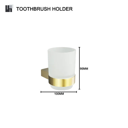 DecorBites™ Gold Bathroom Accessories Set: Towel Bar Rail, Toilet Paper Holder, Towel Rack, Hook