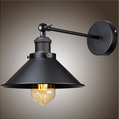 DecorBites™ Industrial Wall Sconce Light with Adjustable Metal Lampshade