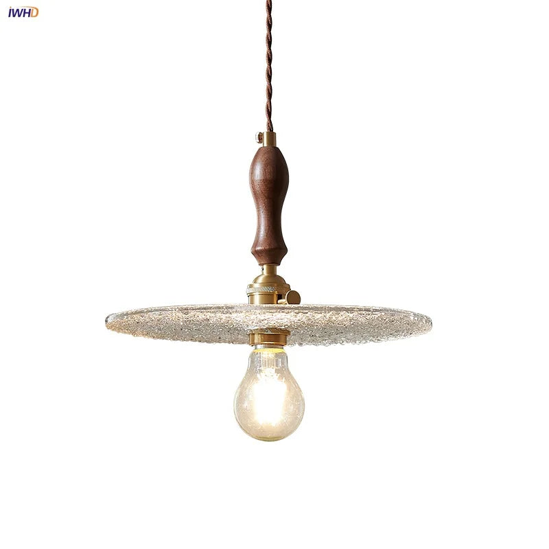 DecorBites™ Cullet Glass LED Pendant Lamp with Walnut Copper Design for Living and Dining Room