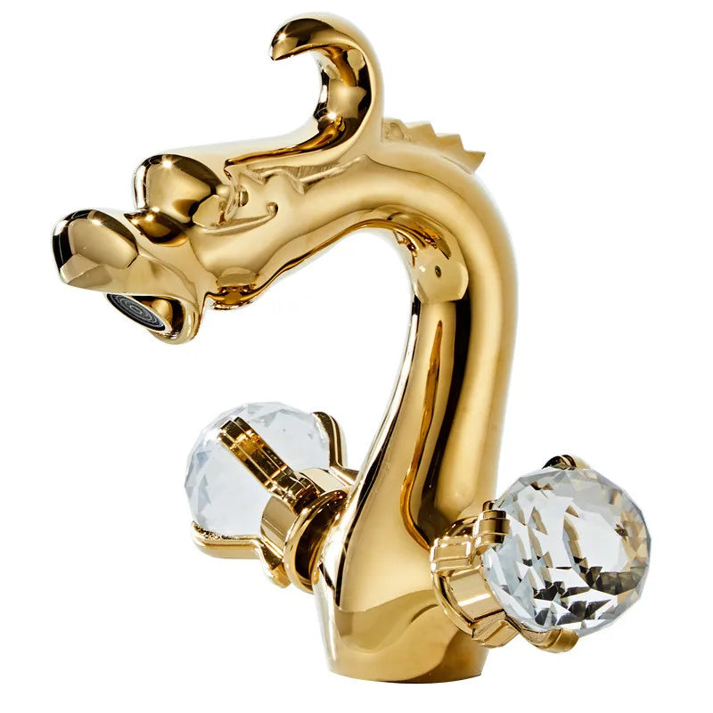 Grifo de lavabo de doble manija Cristal de Oro Decorbites™ para baño