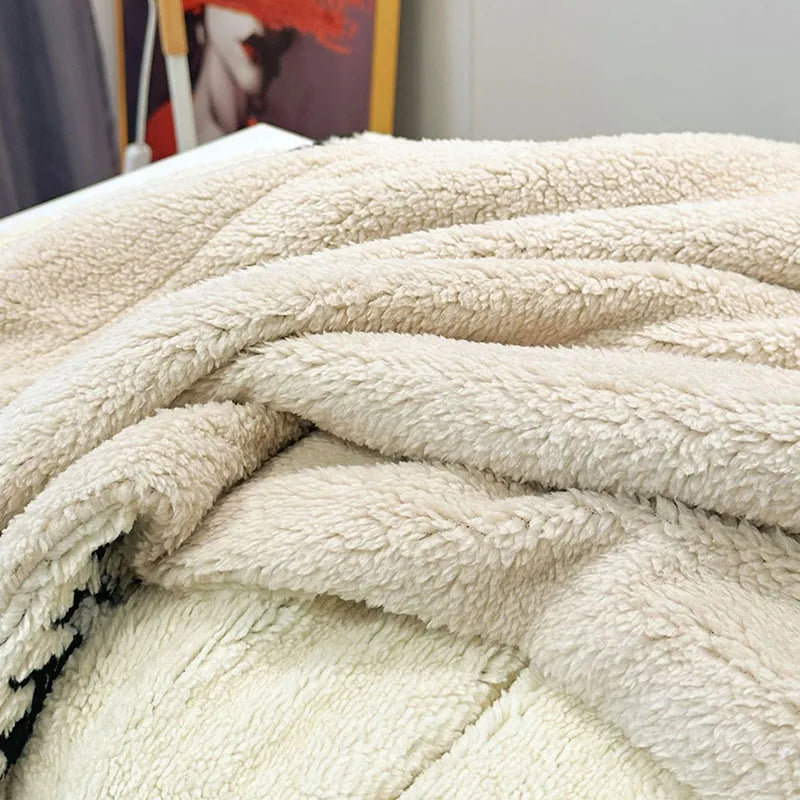DecorBites™ Double Layer Lamb Fleece Blanket: Soft & Warm for Office, Bedroom, Sofa.