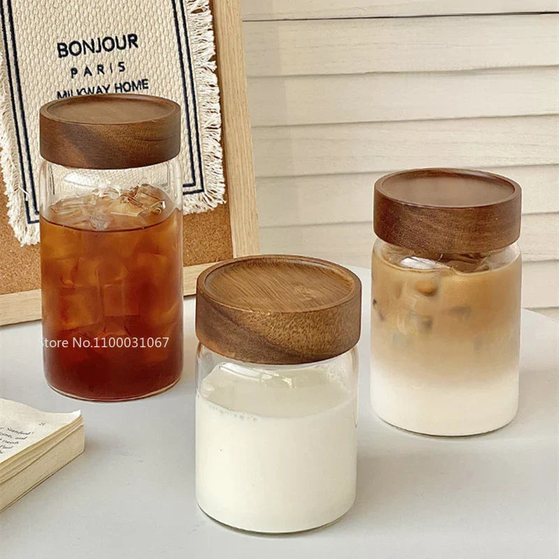DecorBites™ Glass Tea Cup with Lid: High Temp Resistant & Sealed Coffee Cup