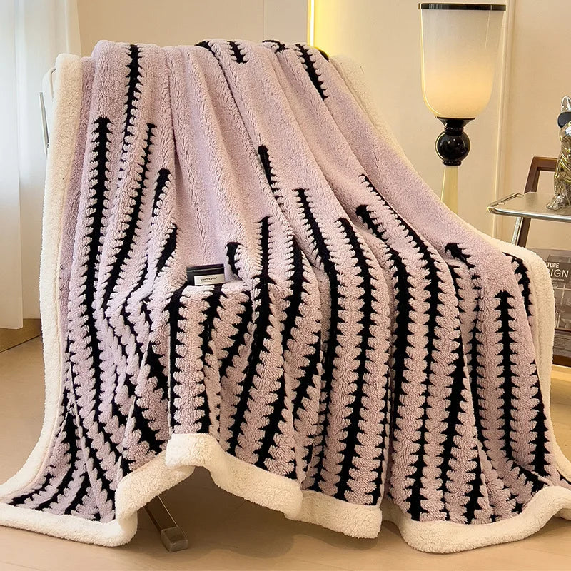 DecorBites™ Jacquard Blanket: Winter Thickened Lamb Wool Nap Shawl for Living Room