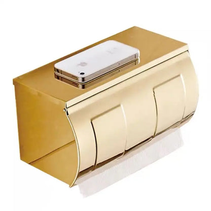 DecorBites™ Bathroom Paper Phone Holder Shelf Towel Rack Toilet Tissue Box Silver Gold