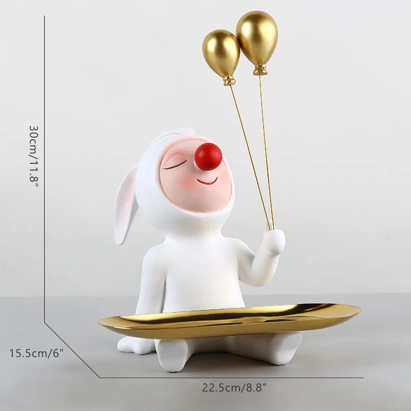 DecorBites™ Clown Bust Sculpture: Golden Candy/Key Tray Kids Balloons Figurine Decor