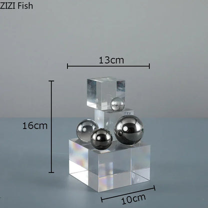 DecorBites™ Crystal Ladder Silver Ball Desk Ornament Geometric Block Room Decor