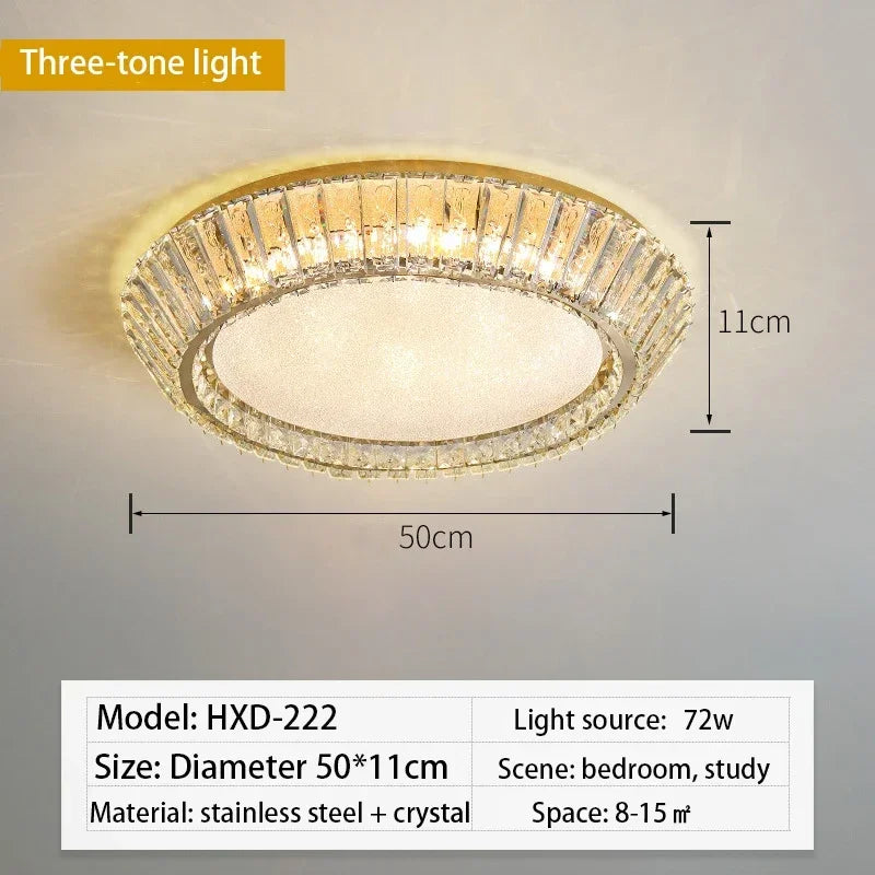 DecorBites™ Gold Crystal Glass LED Ceiling Light for Dining Living Room