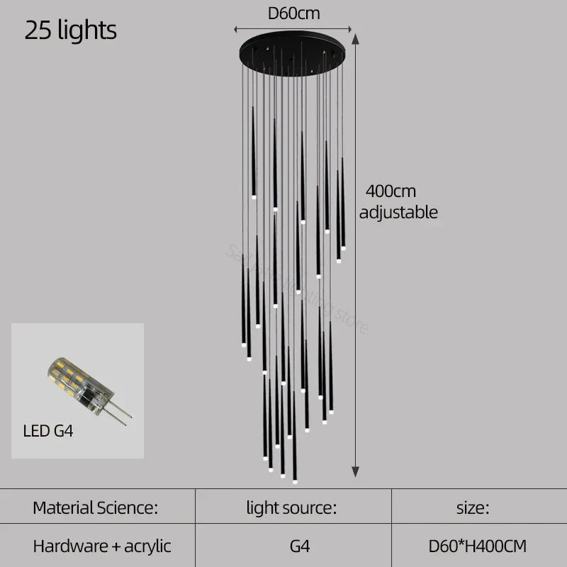 Lámpara de araña cónica DecorBites™ para escaleras, estilo moderno y sencillo, ideal para villas, restaurantes, cocinas, dormitorios y bares.