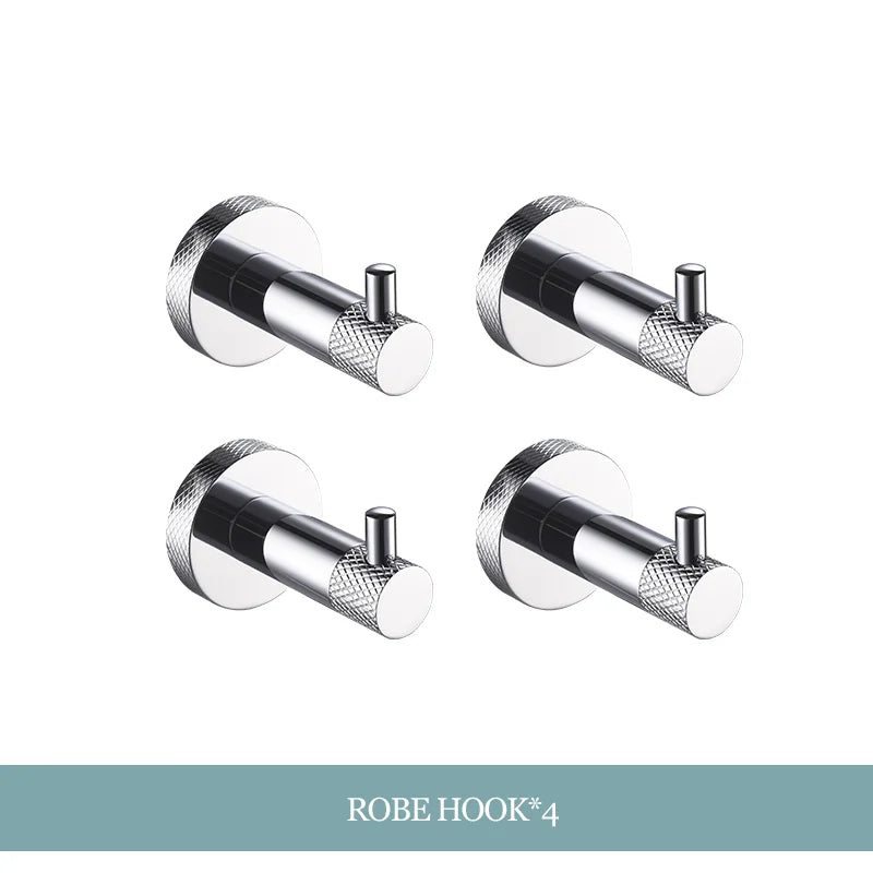 DecorBites™ Bathroom Essentials Set: Towel Bar, Toilet Paper Holder, Bathrobe Hook, Soap Dish, Toilet Brush