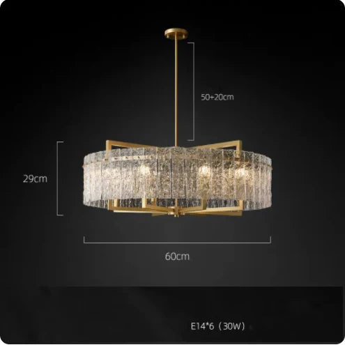 DecorBites™ Dimmable LED Copper Glass Chandelier for Living Room