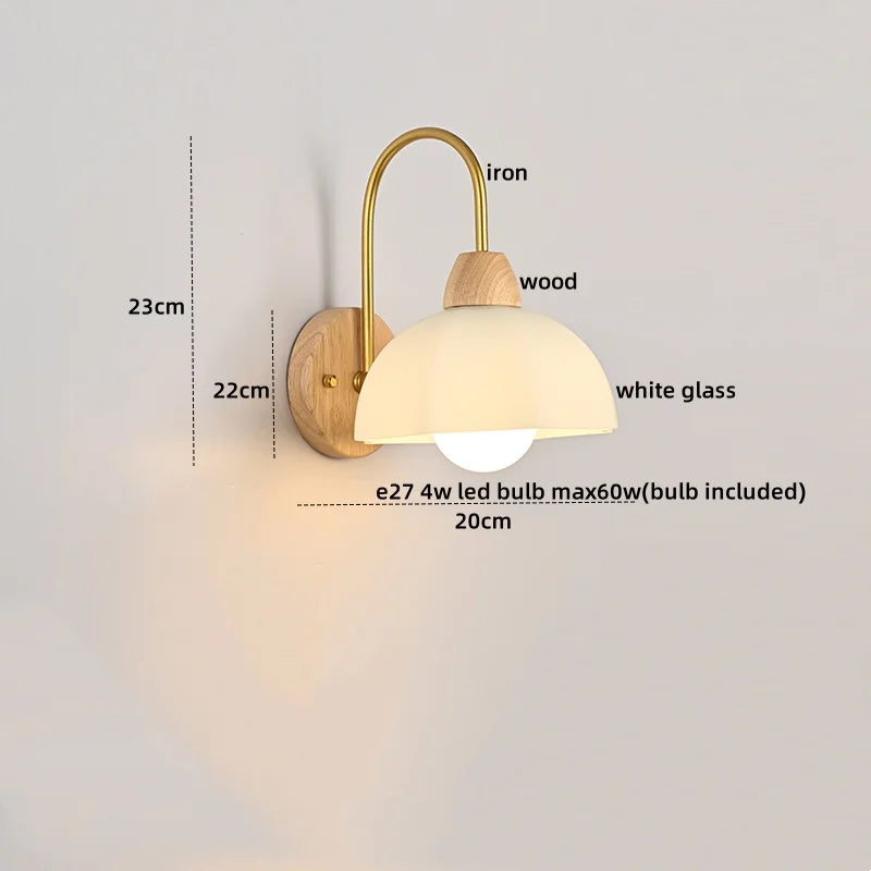 Luces de pared LED de vidrio y madera Decorbites™ Decoración para dormitorio, sala de estar, café, espejo, lámpara de mesita de noche