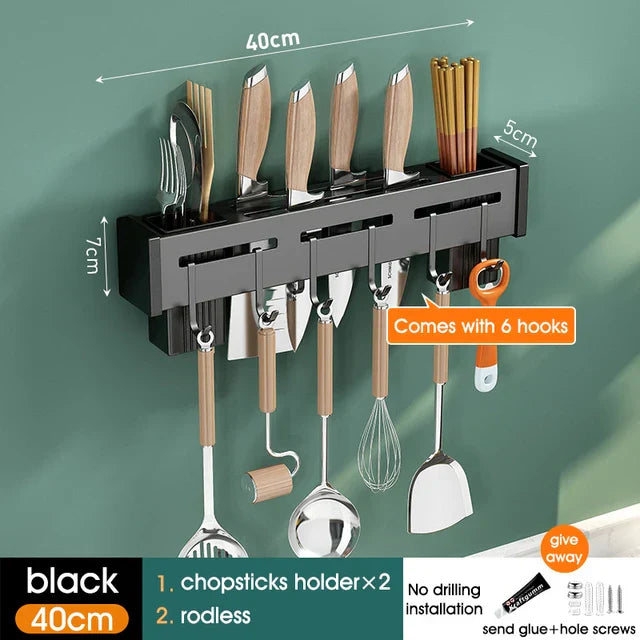 Organizador de Cocina Decorbites™: Estante de Almacenamiento Multifuncional para Cuchillos y Palillos Montado en la Pared