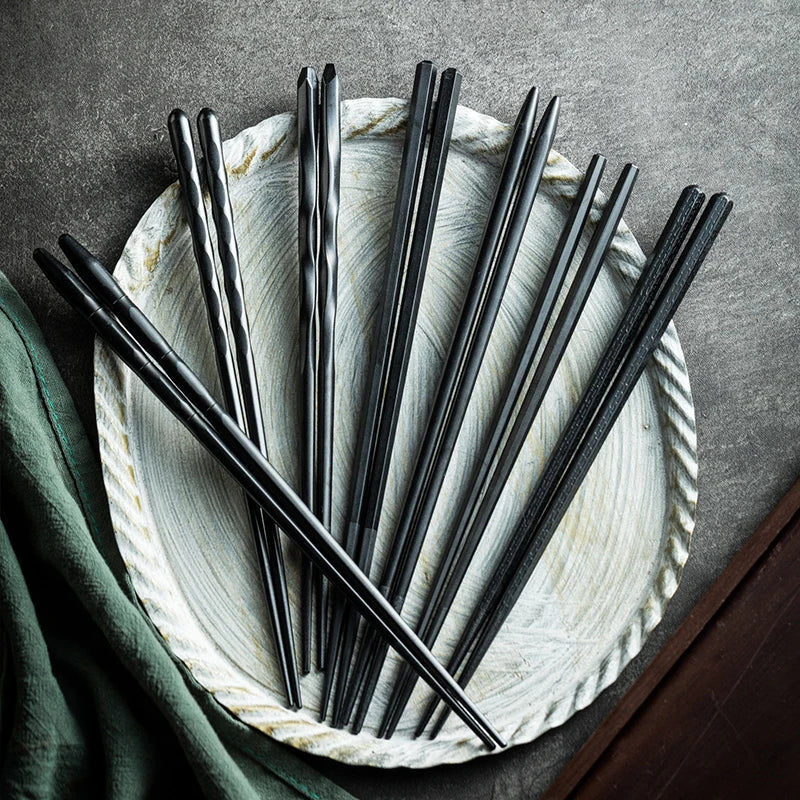 Black Alloy Chopsticks Set